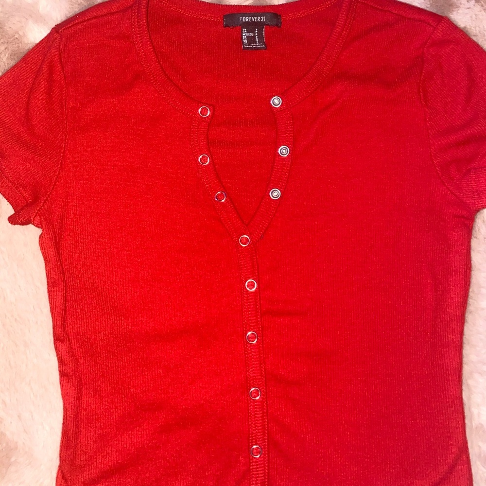 Forever 21 red button up top